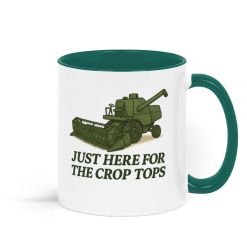 Just Here for the Crop Tops Combine Coffee Mug - Green and White 1