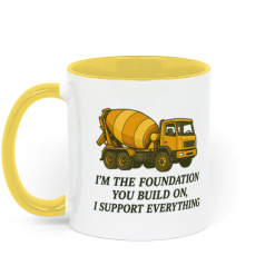 Backhoeing, We Dig It Coffee Mug - Yellow and White