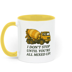 Backhoeing, We Dig It Coffee Mug - Yellow and White