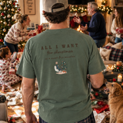 All I Want for Christmas T Shirt – Green Christmas Tee – Quiet Five Minutes – Funny Christmas Gift