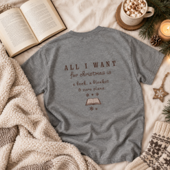 Book Lover Christmas T Shirt – All I Want for Christmas Is a Book, a Blanket & Zero Plans – Funny Reader Gift