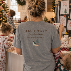 All I Want for Christmas T Shirt – Grey Christmas Tee – Quiet Five Minutes – Funny Christmas Gift