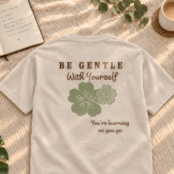 Be Gentle With Yourself T Shirt – Self Care & Kindness – You’re Learning as You Go – Sand T Shirt