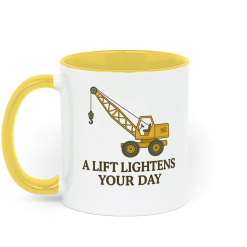 Backhoeing, We Dig It Coffee Mug - Yellow and White