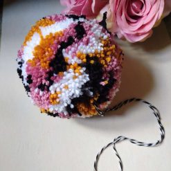 Large Hanging Pompom Decoration, Fluffy Pompom Bauble, 13cm, Fibre Art.