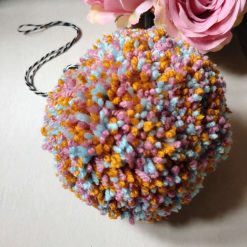 Large Hanging Pompom Decoration, Fluffy Pompom Bauble, 13cm, Fibre Art.
