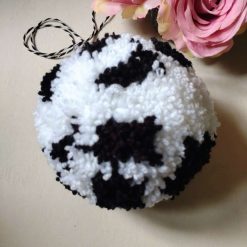 Large Hanging Pompom Decoration, Fluffy Pompom Bauble, 13cm, Fibre Art.