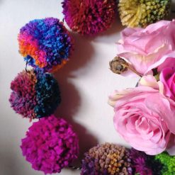 Wool Pompom Garland, Mixed Colours, Eclectic Bohemian Interiors, Nursery Decor. 1 Wool Pompom Garland, Mixed Colours, Eclectic Bohemian Interiors, Nursery Decor. 1