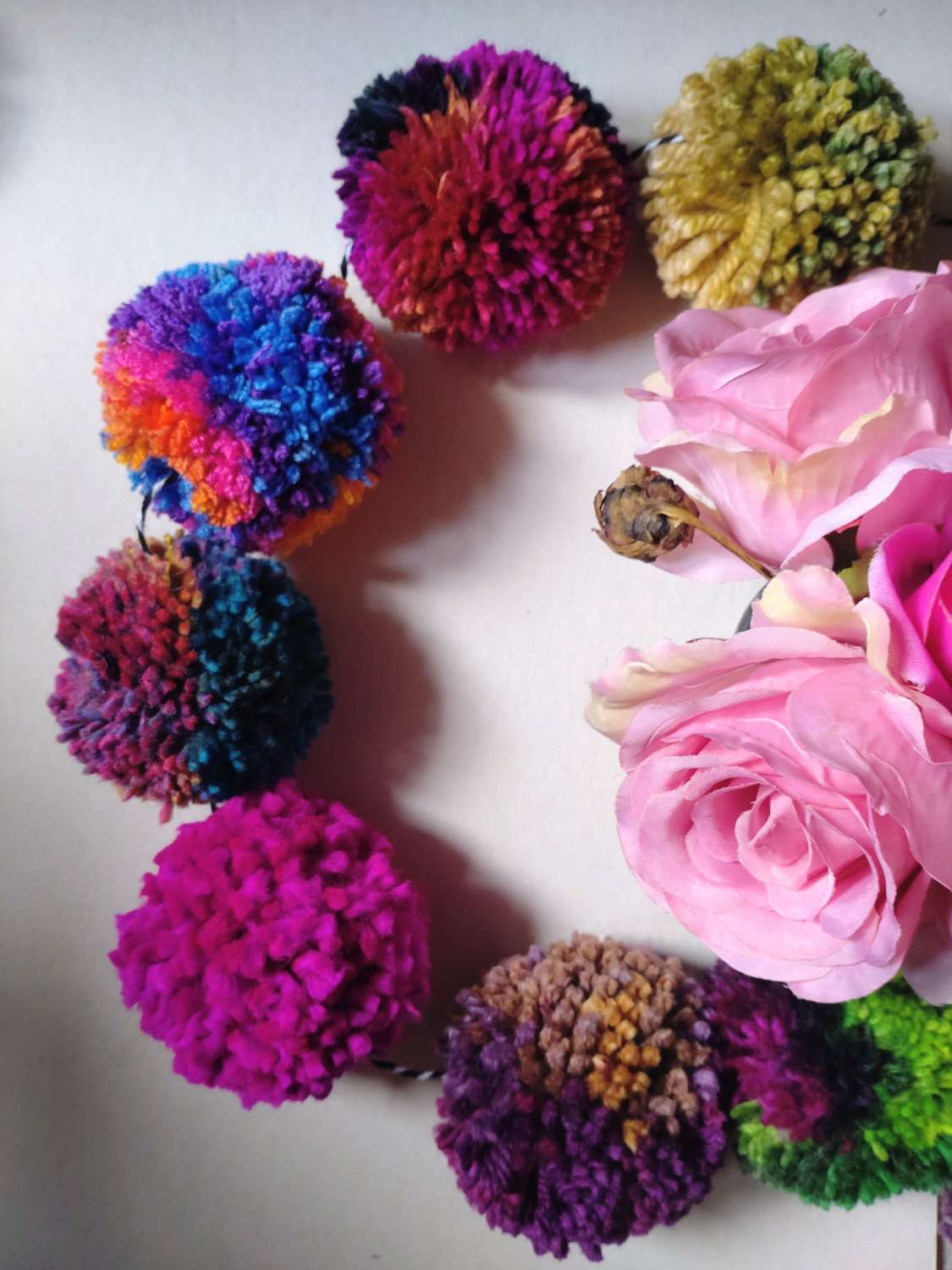 Wool Pompom Garland, Mixed Colours, Eclectic Bohemian Interiors, Nursery Decor. Wool Pompom Garland, Mixed Colours, Eclectic Bohemian Interiors, Nursery Decor.