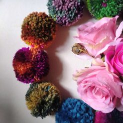 Wool Pompom Garland, Mixed Colours, Eclectic Bohemian Interiors, Nursery Decor. 2 Wool Pompom Garland, Mixed Colours, Eclectic Bohemian Interiors, Nursery Decor. 2