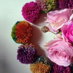 Wool Pompom Garland, Mixed Colours, Eclectic Bohemian Interiors, Nursery Decor. 4 Wool Pompom Garland, Mixed Colours, Eclectic Bohemian Interiors, Nursery Decor. 4