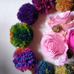 Wool Pompom Garland, Mixed Colours, Eclectic Bohemian Interiors, Nursery Decor. 5 Wool Pompom Garland, Mixed Colours, Eclectic Bohemian Interiors, Nursery Decor. 5