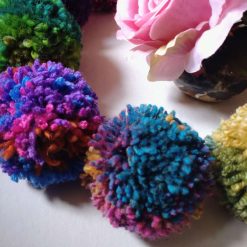 Wool Pompom Garland, Mixed Colours, Eclectic Bohemian Interiors, Nursery Decor. 6 Wool Pompom Garland, Mixed Colours, Eclectic Bohemian Interiors, Nursery Decor. 6