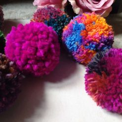 Wool Pompom Garland, Mixed Colours, Eclectic Bohemian Interiors, Nursery Decor. 7 Wool Pompom Garland, Mixed Colours, Eclectic Bohemian Interiors, Nursery Decor. 7