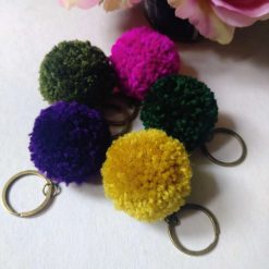 Wool Pompom Keyring, 5cm, Fluffy Pompom Plush Keychain, Stocking Filler.