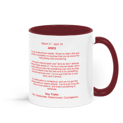 Aries, Astrology Coffee Mug - Red and White 1