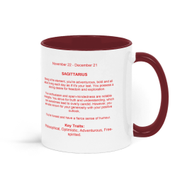 Sagittarius, Astrology Coffee Mug - Red and White 1 Sagittarius, Astrology Coffee Mug - Red and White 1