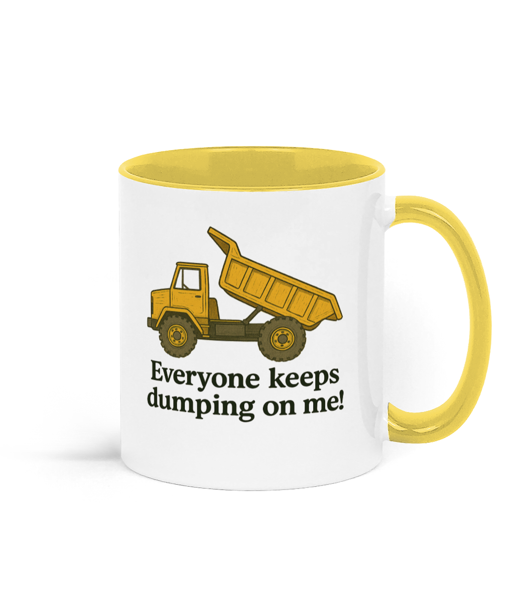 Backhoeing, We Dig It Coffee Mug - Yellow and White Backhoeing, We Dig It Coffee Mug - Yellow and White