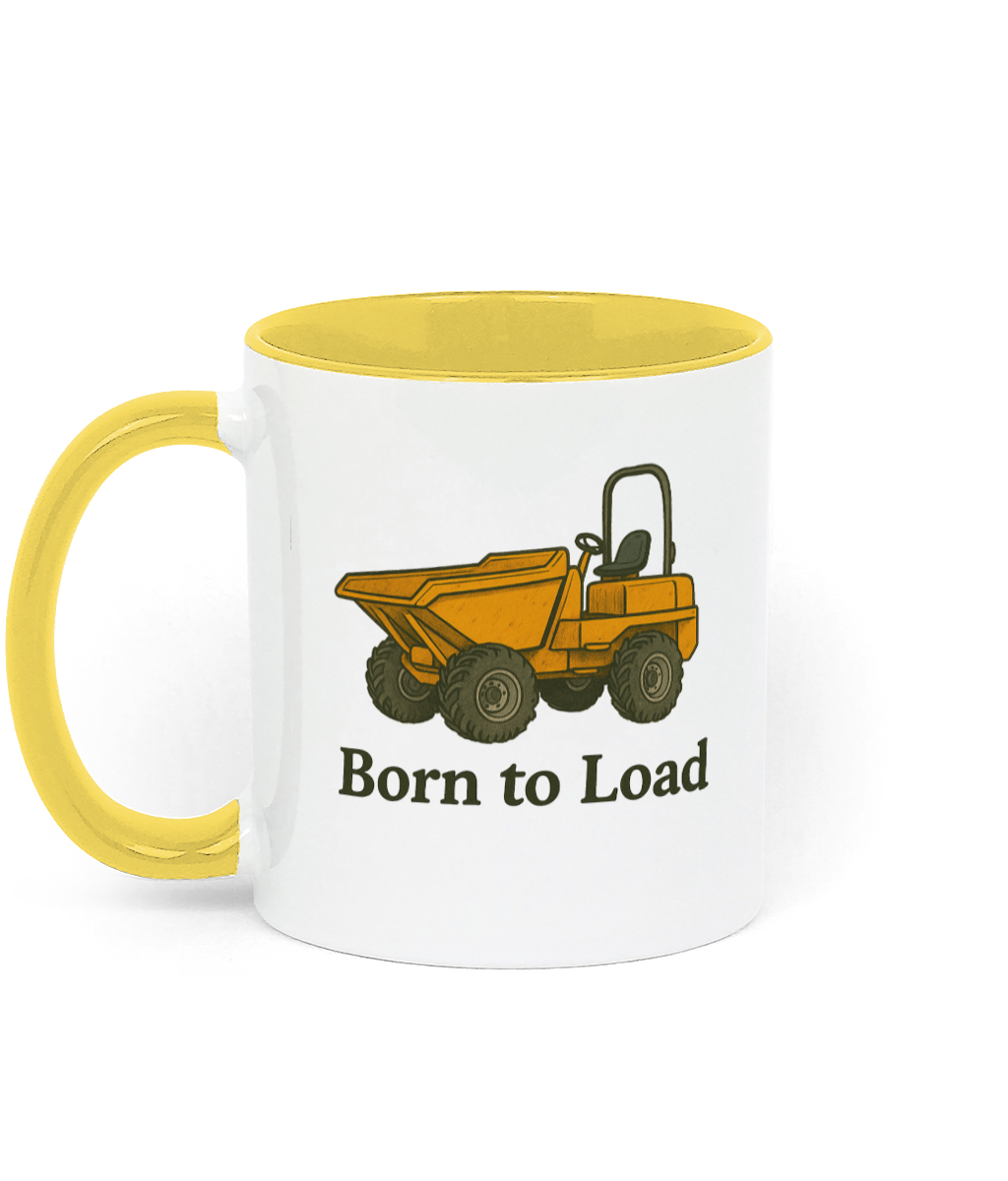 Backhoeing, We Dig It Coffee Mug - Yellow and White Backhoeing, We Dig It Coffee Mug - Yellow and White