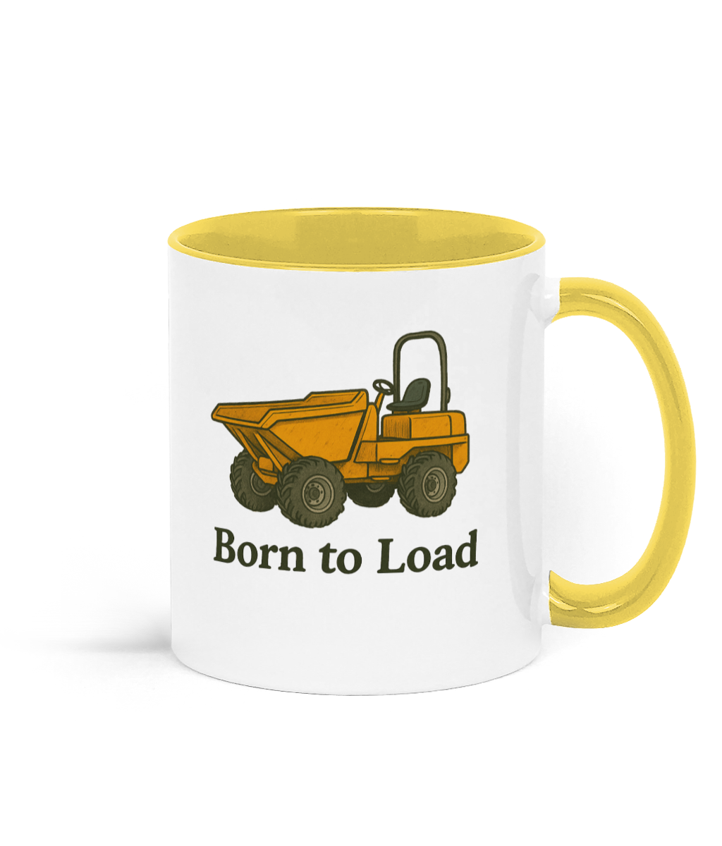 Backhoeing, We Dig It Coffee Mug - Yellow and White Backhoeing, We Dig It Coffee Mug - Yellow and White