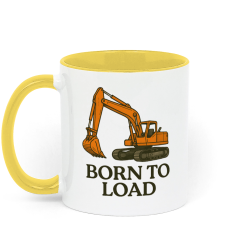 Backhoeing, We Dig It Coffee Mug - Yellow and White