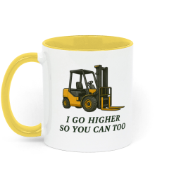 Backhoeing, We Dig It Coffee Mug - Yellow and White