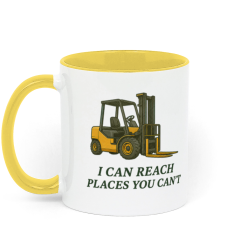 Backhoeing, We Dig It Coffee Mug - Yellow and White