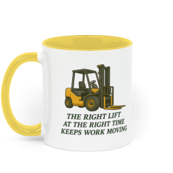 Backhoeing, We Dig It Coffee Mug - Yellow and White