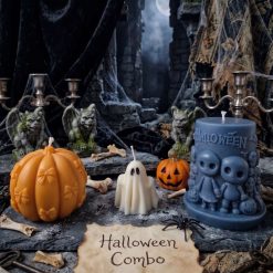 Handcrafted Halloween Candle Set, Ghost, Pumpkin, Gothic Pillar (Soy Wax)
