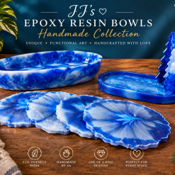 Green & White Christmas Epoxy Resin Bowl & Mini Vase Set