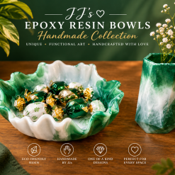 Green & White Christmas Epoxy Resin Bowl & Mini Vase Set