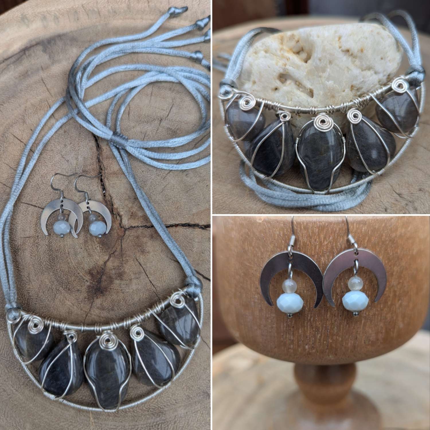 Grey moonstone statement set Grey moonstone statement set
