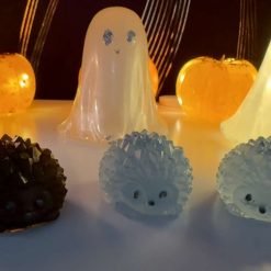 Handmade blue glitter resin hedgehog decoration