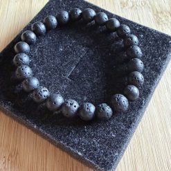 Handmade Black Lava Gemstone Bracelet, Chunky 8mm Beads