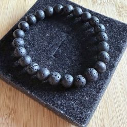 Handmade Black Lava Gemstone Bracelet, Chunky 8mm Beads 2