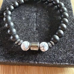 8MM Natural Stone Stretchy Black Crystal Beaded Bracelet.