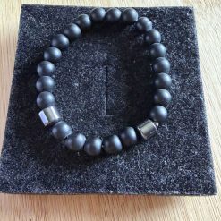 8MM Natural Stone Stretchy Black Crystal Beaded Bracelet