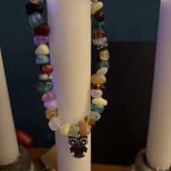 Mixed crystals elastic bracelet with charm 9