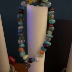 Mixed crystals elastic bracelet with charm 5