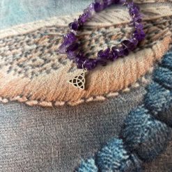 Stunning Amethyst trinity charm elastic charm bracelet