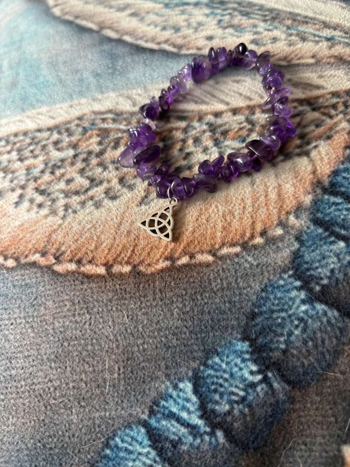 Stunning Amethyst trinity charm elastic charm bracelet Stunning Amethyst trinity charm elastic charm bracelet