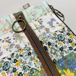 Wildflower Quilted Double Zip Pouch - Brown Zip 4 Wildflower Quilted Double Zip Pouch - Brown Zip 4