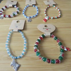 Christmas themed Glass bead bracelets