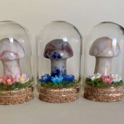 Whimsical Little Crystal Mushrooms with Flowers