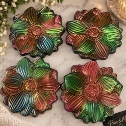 Handmade Resin Flower Coasters  Set of 4