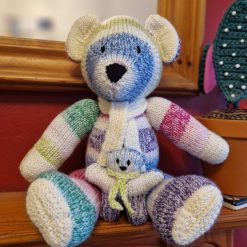 Hand knitted Friendship Bear with mini Buddy Bear