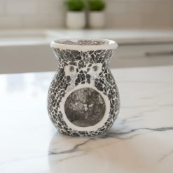 Gun Metal Grey Flared Crackle Glass Wax Melt Burner (Small) 1 Gun Metal Grey Flared Crackle Glass Wax Melt Burner (Small) 1