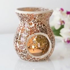 Brown / Bronze Flared Crackle Glass Wax Melt Burner (Large)