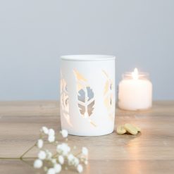 White Feather Pattern Wax Melt Burner