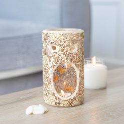 Gold Pillar Crackle Glass Wax Melt Burner